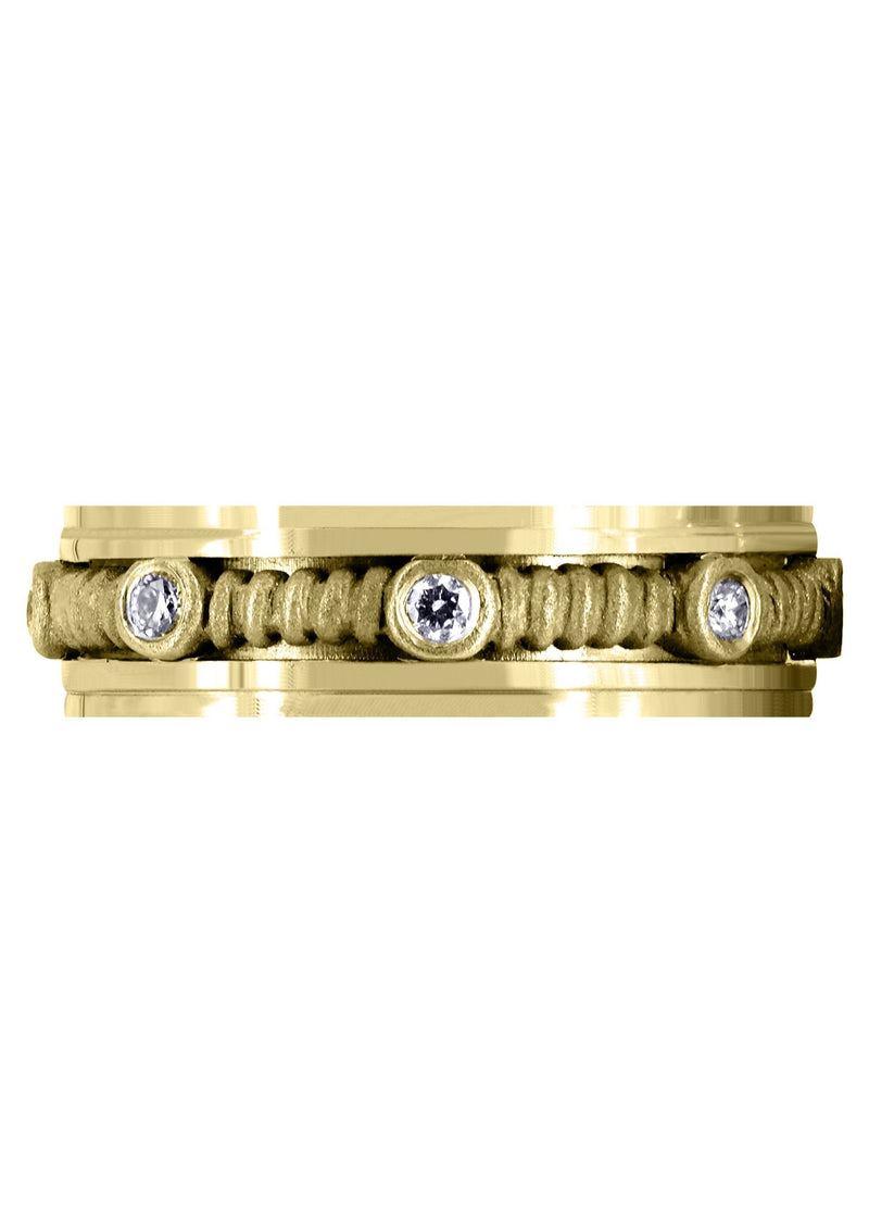 Yellow Gold Diamond Mens Wedding Band | 0.24 Carats | Sand Blast Finish (Johnathan)
