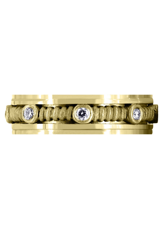 Yellow Gold Diamond Mens Wedding Band | 0.24 Carats | Sand Blast Finish (Johnathan)