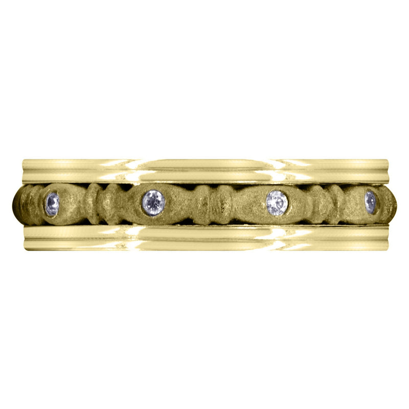 Yellow Gold Diamond Mens Wedding Band | 0.1 Carats | Sand Blast Finish (Johnny)