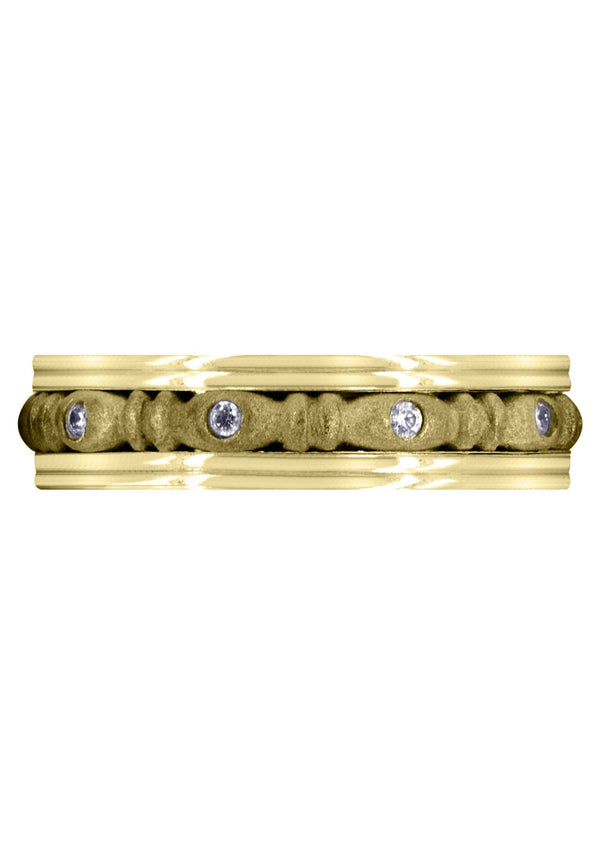 Yellow Gold Diamond Mens Wedding Band | 0.1 Carats | Sand Blast Finish (Johnny)