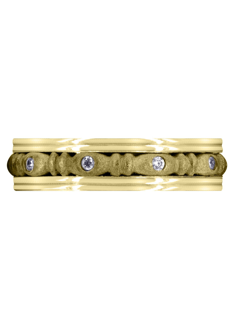 Yellow Gold Diamond Mens Wedding Band | 0.1 Carats | Sand Blast Finish (Johnny)