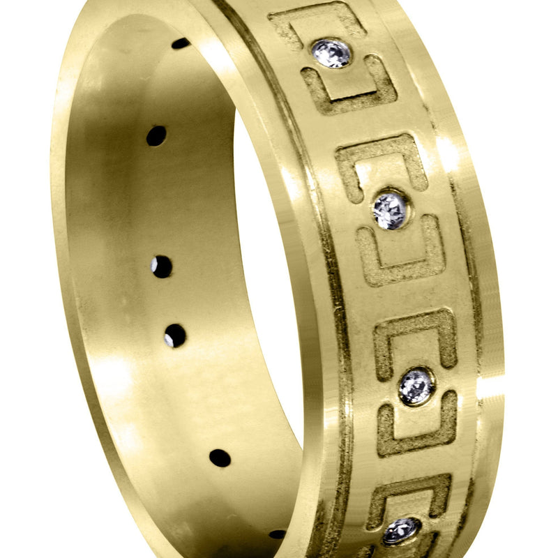 Yellow Gold Diamond Mens Wedding Band | 0.12 Carats | High Polish Finish (Edwin)