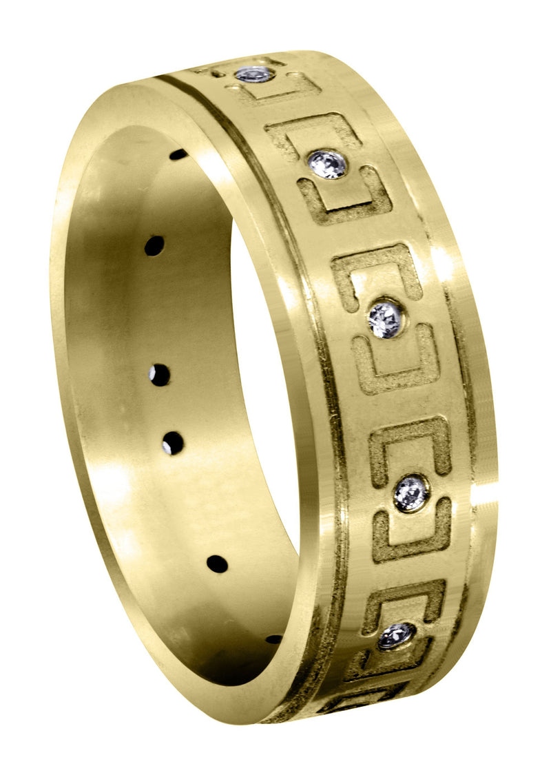 Yellow Gold Diamond Mens Wedding Band | 0.12 Carats | High Polish Finish (Edwin)