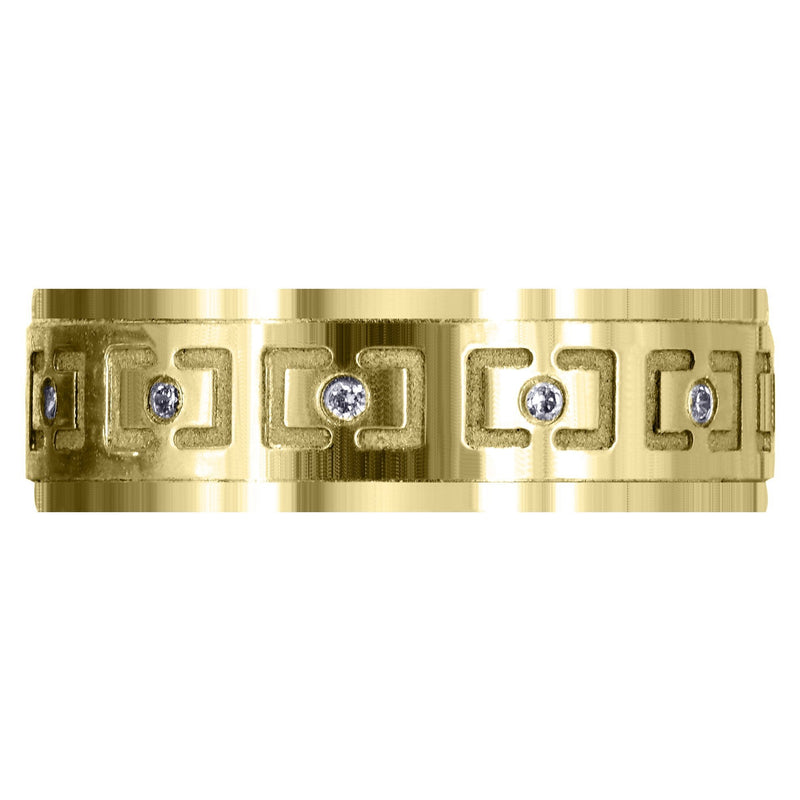 Yellow Gold Diamond Mens Wedding Band | 0.12 Carats | High Polish Finish (Edwin)