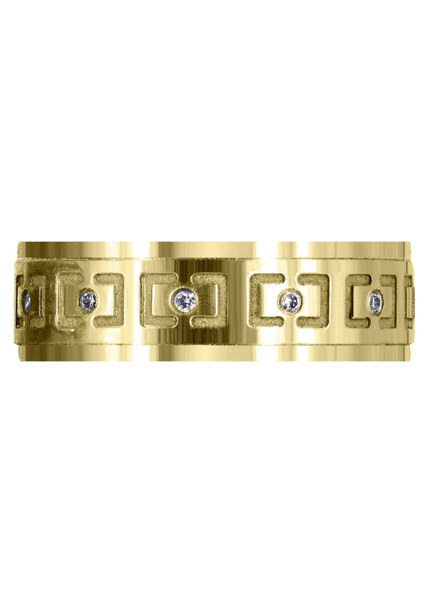 Yellow Gold Diamond Mens Wedding Band | 0.12 Carats | High Polish Finish (Edwin)