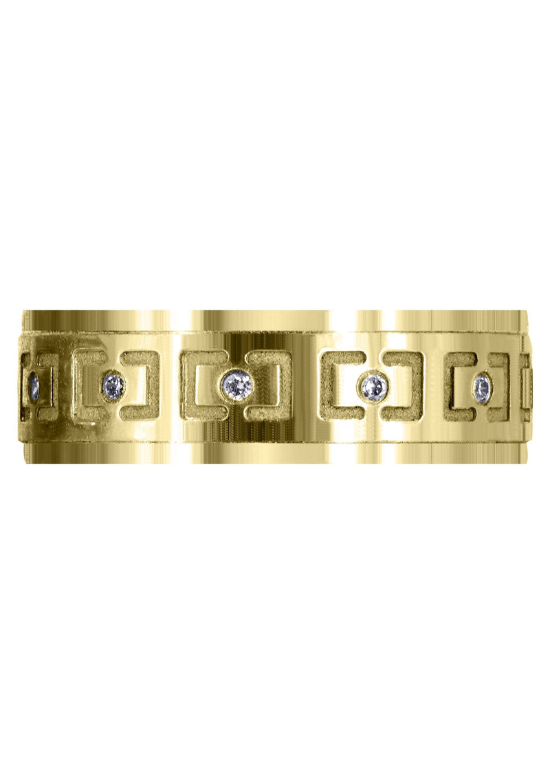 Yellow Gold Diamond Mens Wedding Band | 0.12 Carats | High Polish Finish (Edwin)