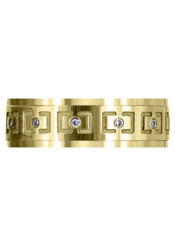 Yellow Gold Diamond Mens Wedding Band | 0.12 Carats | High Polish Finish (Edwin)