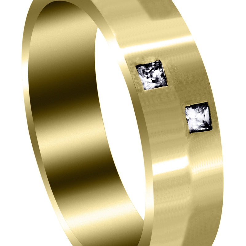 Yellow Gold Diamond Mens Wedding Band | 0.1 Carats (Hugo)