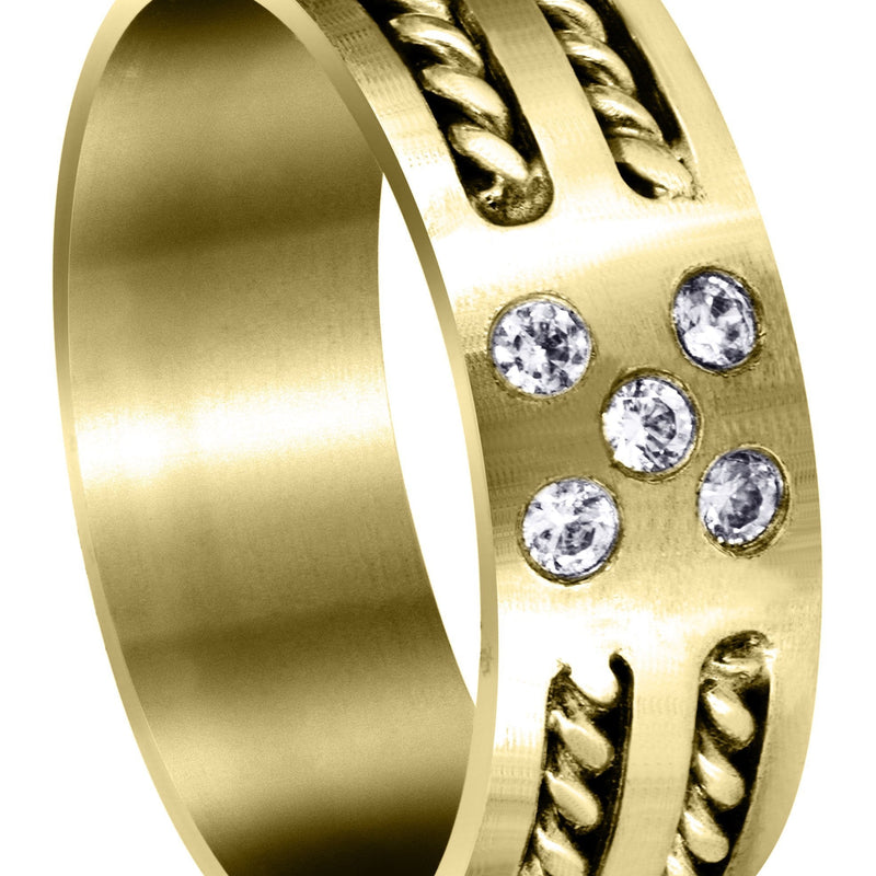 Yellow Gold Diamond Mens Wedding Band | 0.15 Carats (Jonas)