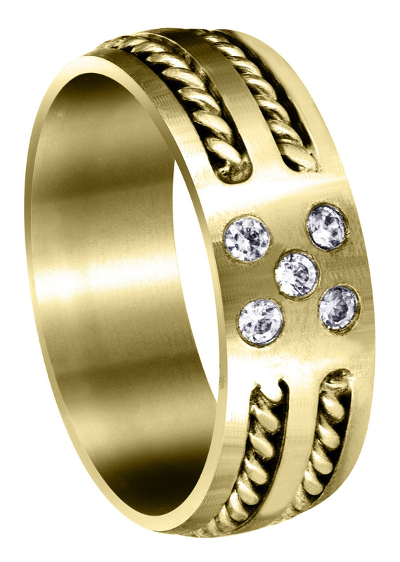 Yellow Gold Diamond Mens Wedding Band | 0.15 Carats (Jonas)