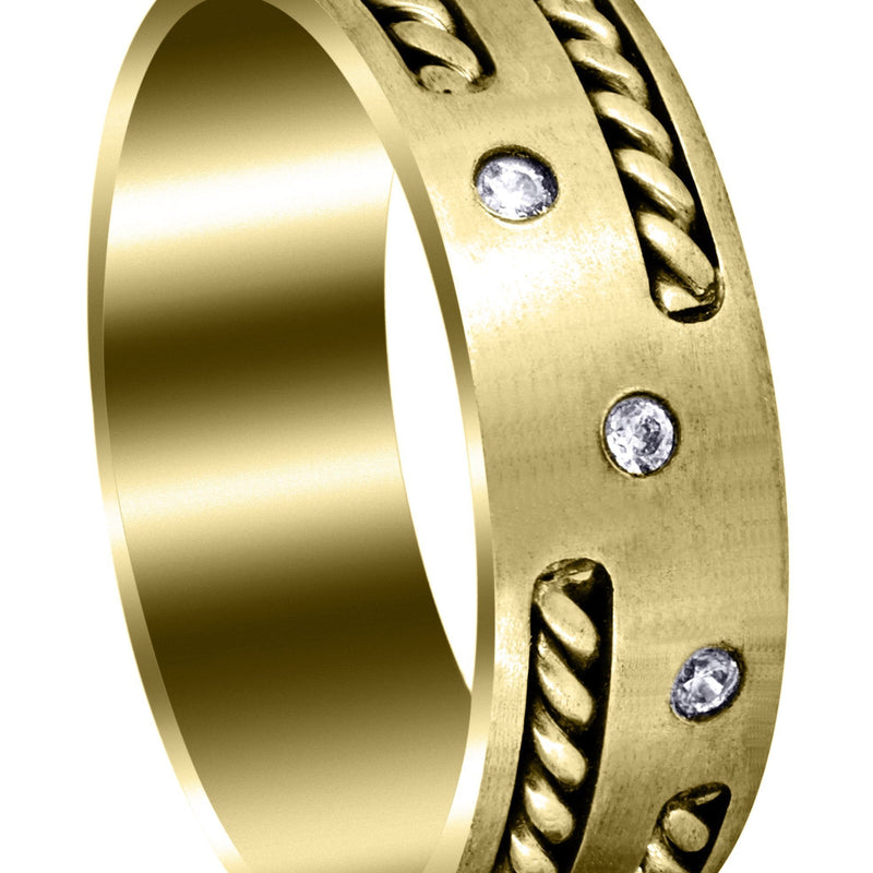 Yellow Gold Diamond Mens Wedding Band | 0.09 Carats (Enrique)