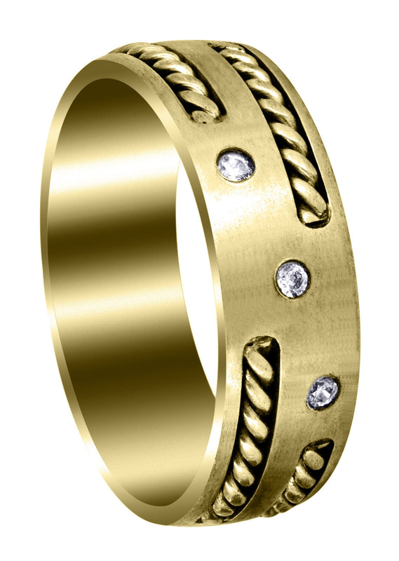 Yellow Gold Diamond Mens Wedding Band | 0.09 Carats (Enrique)