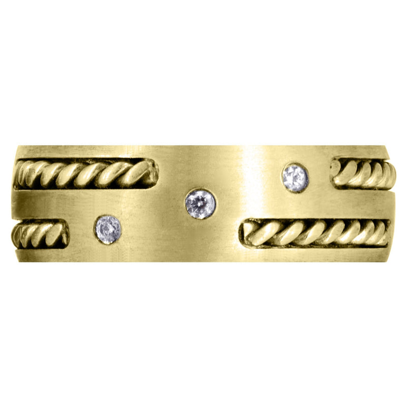 Yellow Gold Diamond Mens Wedding Band | 0.09 Carats (Enrique)