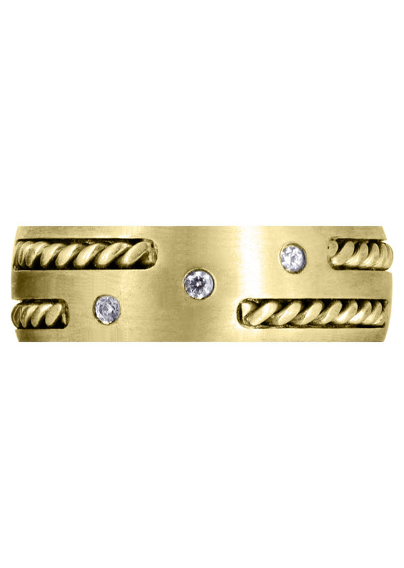 Yellow Gold Diamond Mens Wedding Band | 0.09 Carats (Enrique)