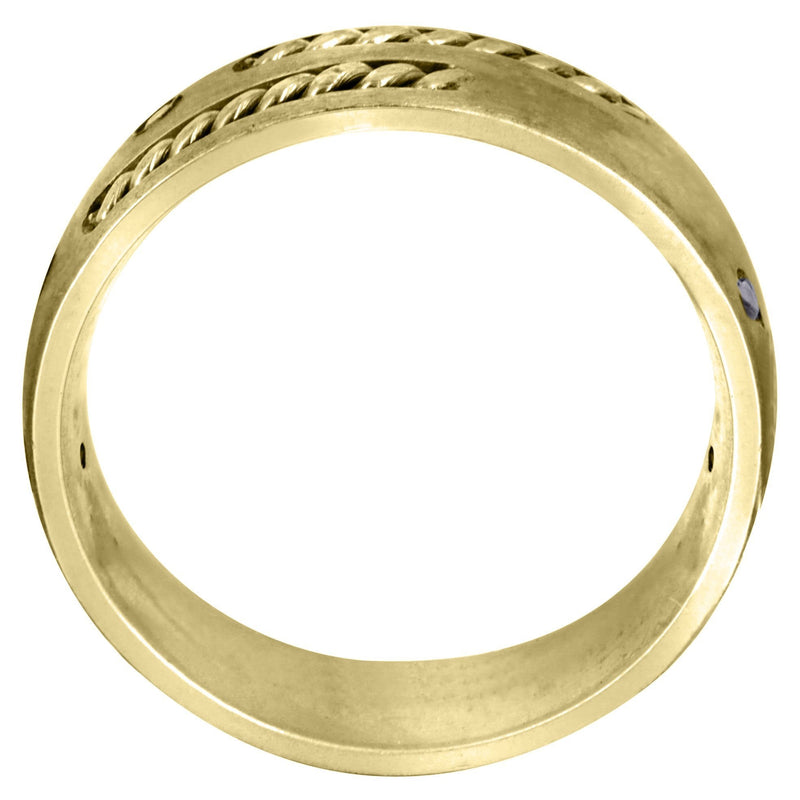 Yellow Gold Diamond Mens Wedding Band | 0.09 Carats (Enrique)