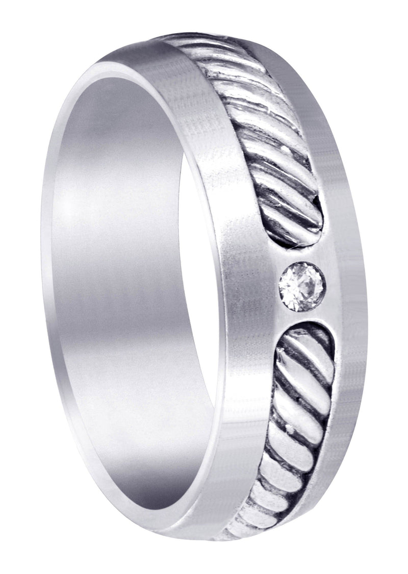 Diamond Mens Wedding Band | 0.07 Carats | Satin Finish (Julius)