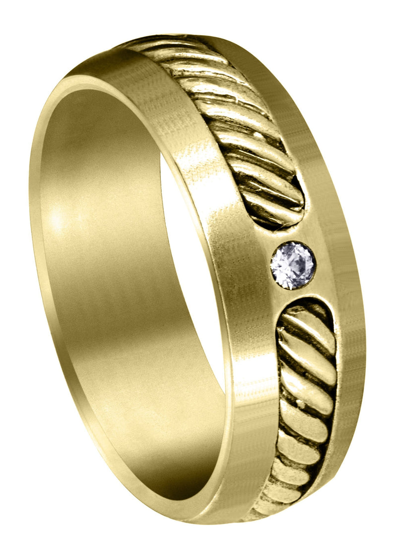 Yellow Gold Diamond Mens Wedding Band | 0.07 Carats | Satin Finish (Julius)