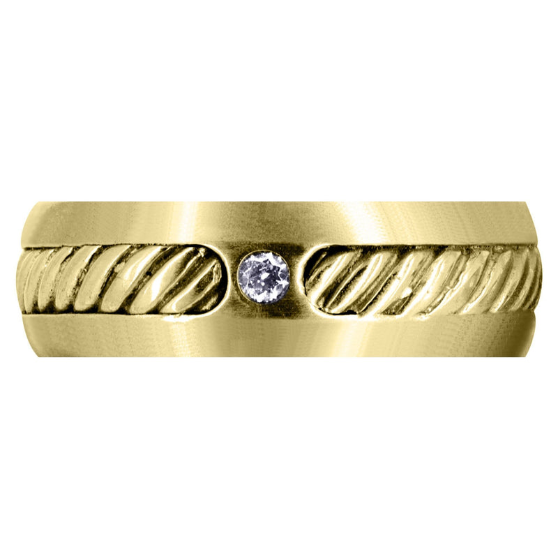 Yellow Gold Diamond Mens Wedding Band | 0.07 Carats | Satin Finish (Julius)