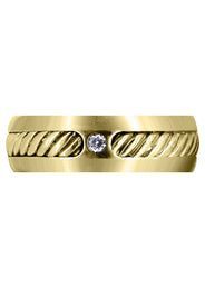 Yellow Gold Diamond Mens Wedding Band | 0.07 Carats | Satin Finish (Julius)
