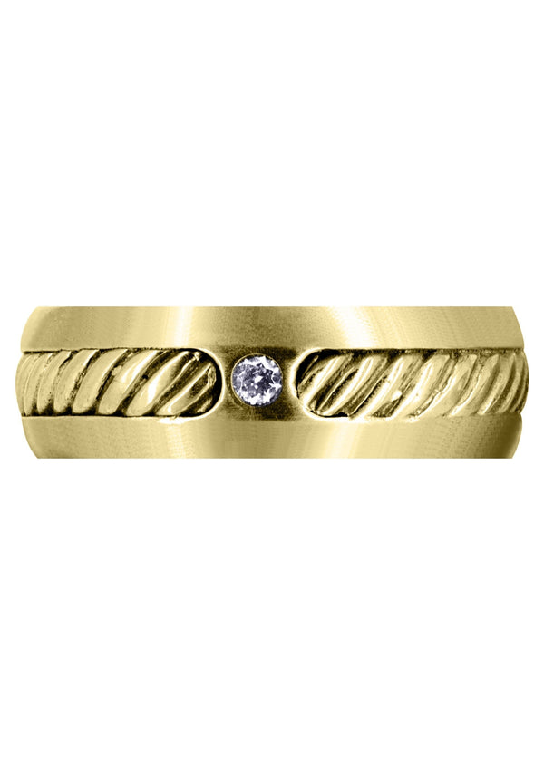 Yellow Gold Diamond Mens Wedding Band | 0.07 Carats | Satin Finish (Julius)