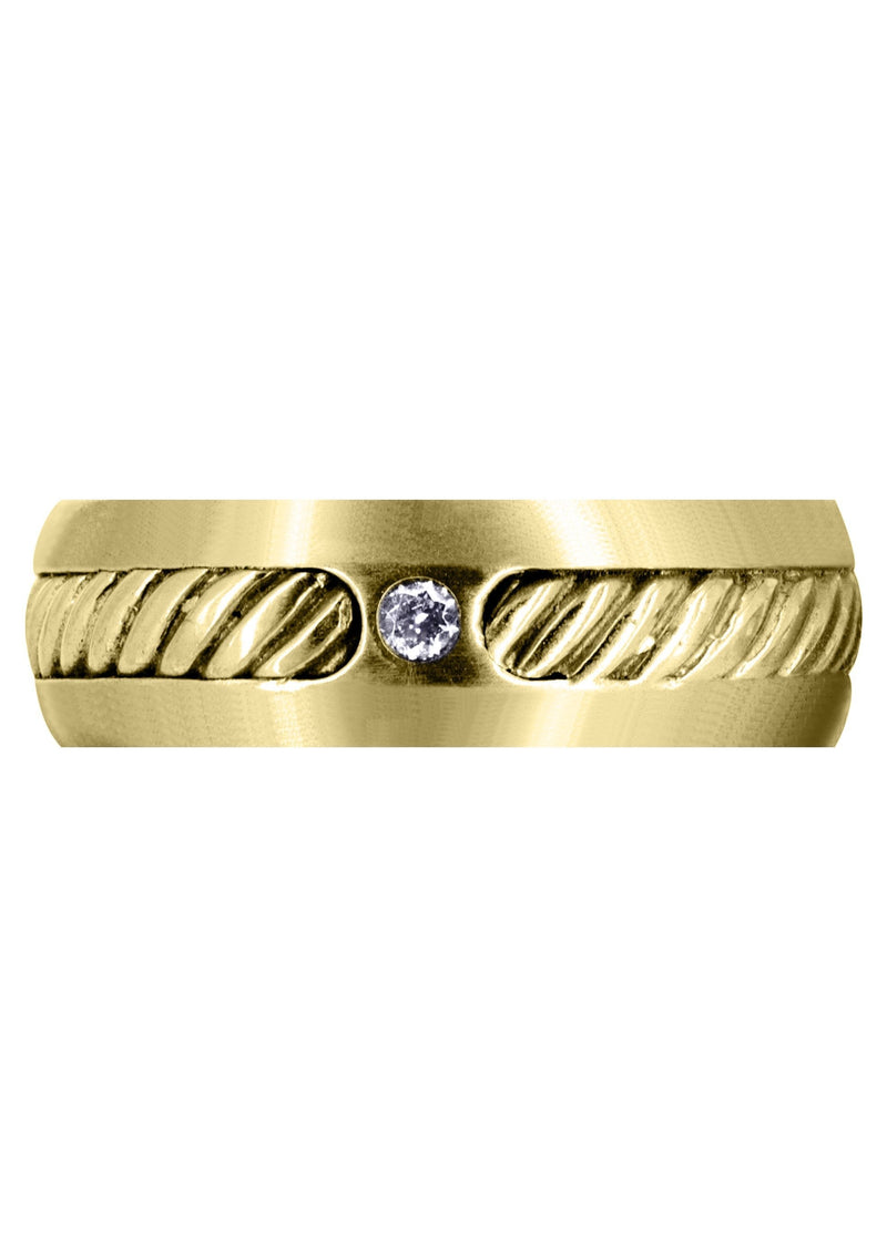 Yellow Gold Diamond Mens Wedding Band | 0.07 Carats | Satin Finish (Julius)