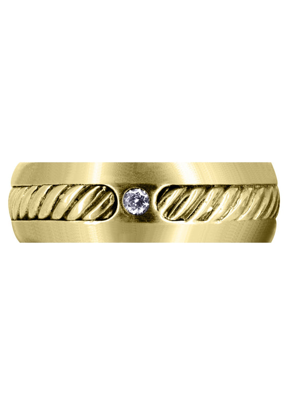 Yellow Gold Diamond Mens Wedding Band | 0.07 Carats | Satin Finish (Julius)