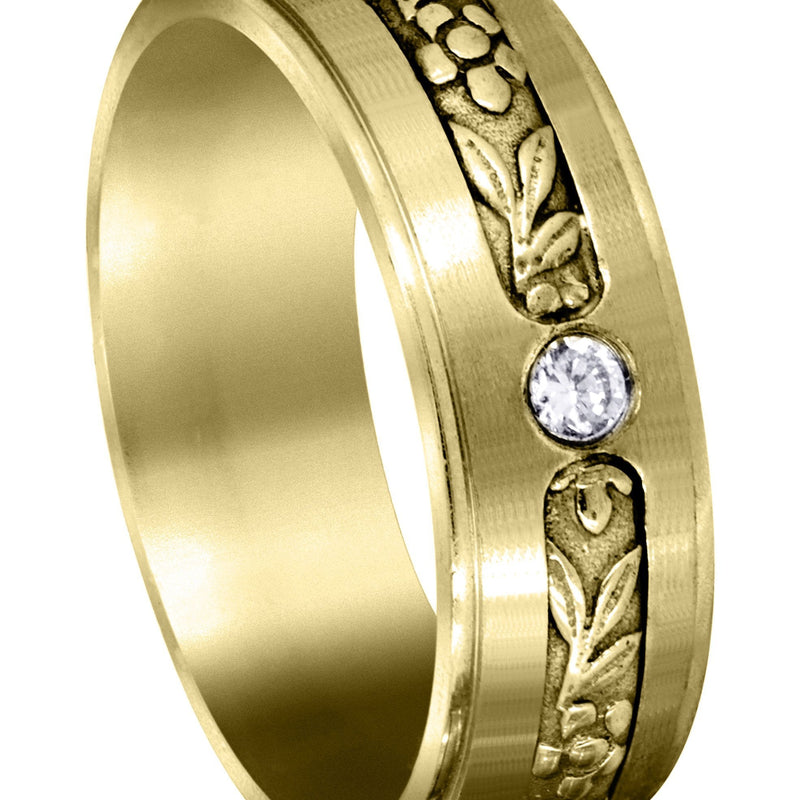 Yellow Gold Diamond Mens Engagement Ring | 0.28 Carats | Satin Finish (Barrett)