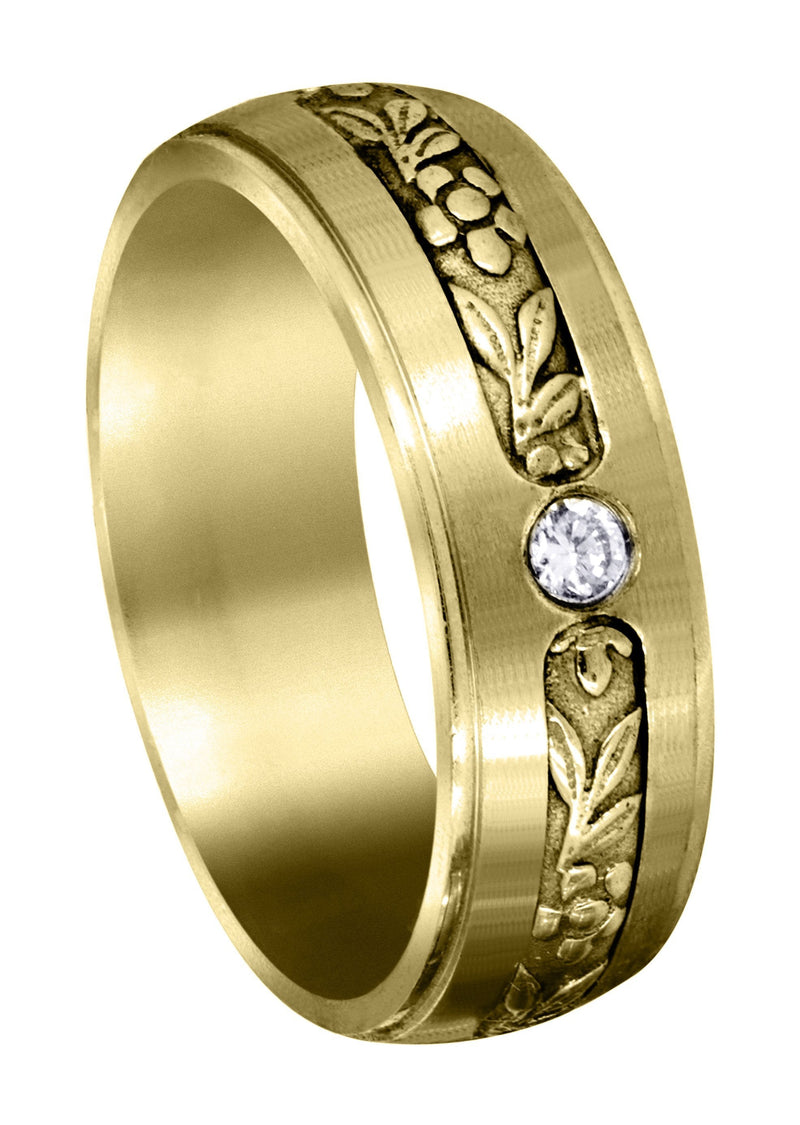 Yellow Gold Diamond Mens Engagement Ring | 0.28 Carats | Satin Finish (Barrett)