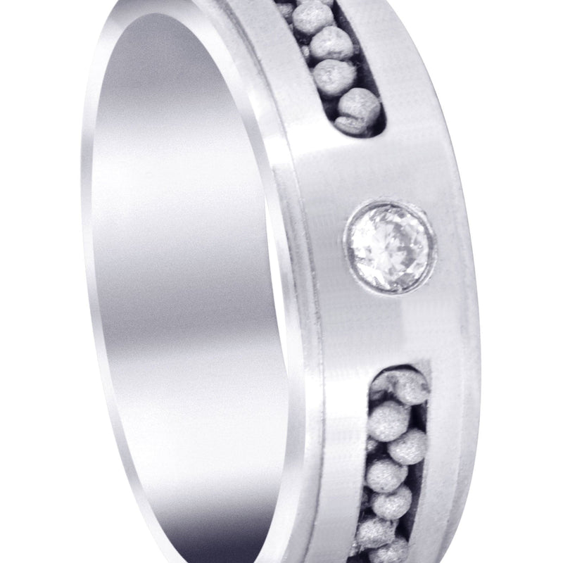 Diamond Mens Wedding Band | 0.12 Carats | Satin Finish (Leon)