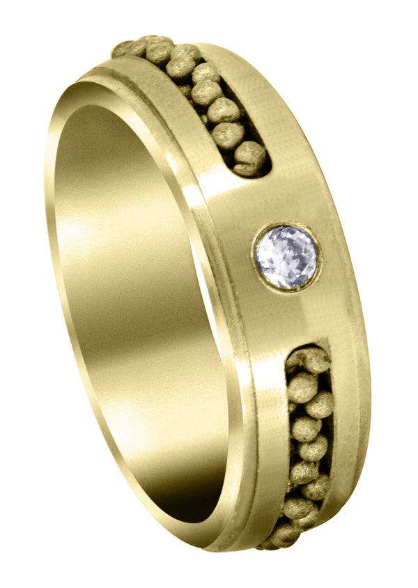 Yellow Gold Diamond Mens Wedding Band | 0.12 Carats | Satin Finish (Leon)