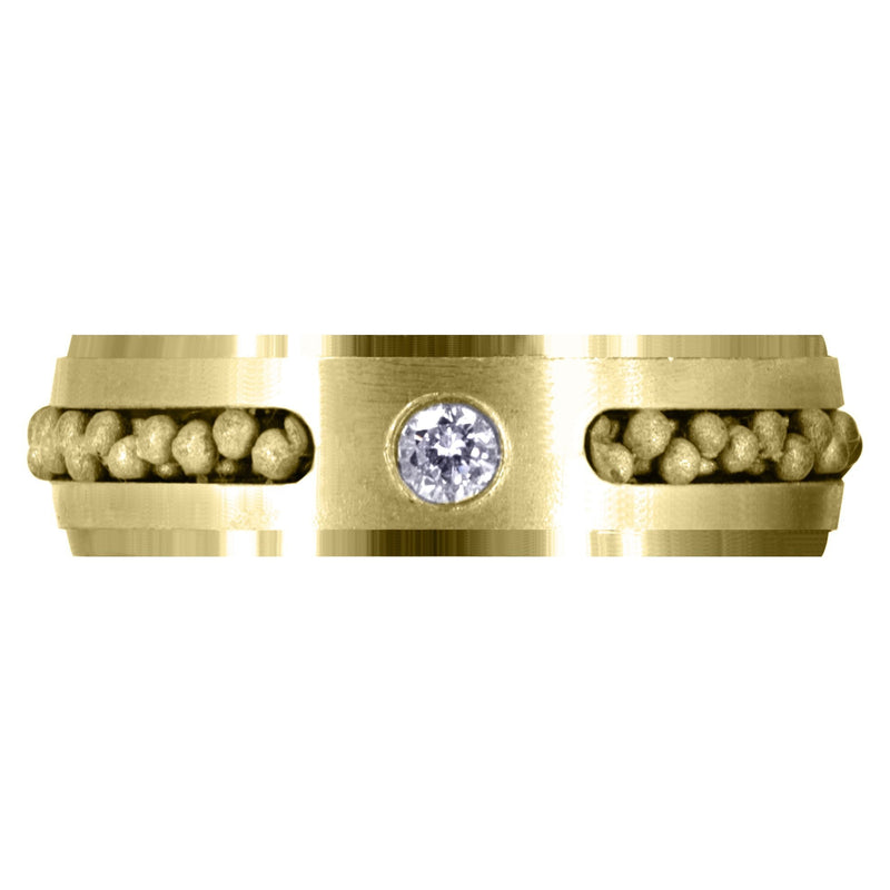 Yellow Gold Diamond Mens Wedding Band | 0.12 Carats | Satin Finish (Leon)