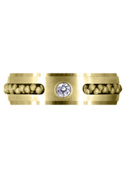 Yellow Gold Diamond Mens Wedding Band | 0.12 Carats | Satin Finish (Leon)