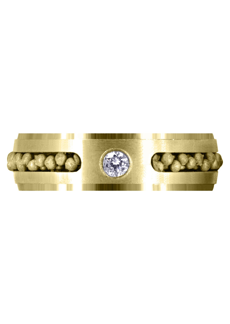 Yellow Gold Diamond Mens Wedding Band | 0.12 Carats | Satin Finish (Leon)