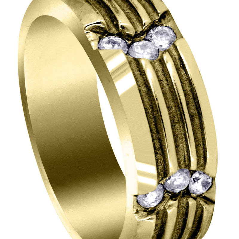 Yellow Gold Diamond Mens Wedding Band | 0.3 Carats | High Polish Finish (Clark)