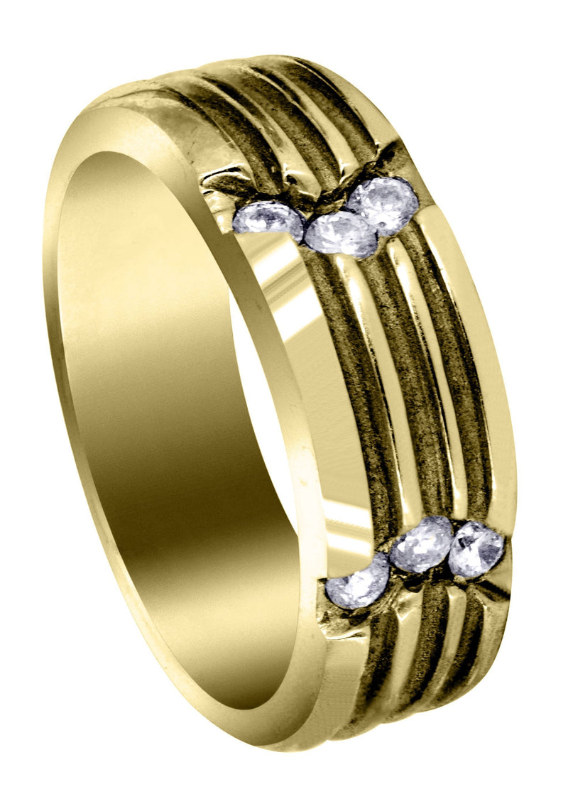 Yellow Gold Diamond Mens Wedding Band | 0.3 Carats | High Polish Finish (Clark)