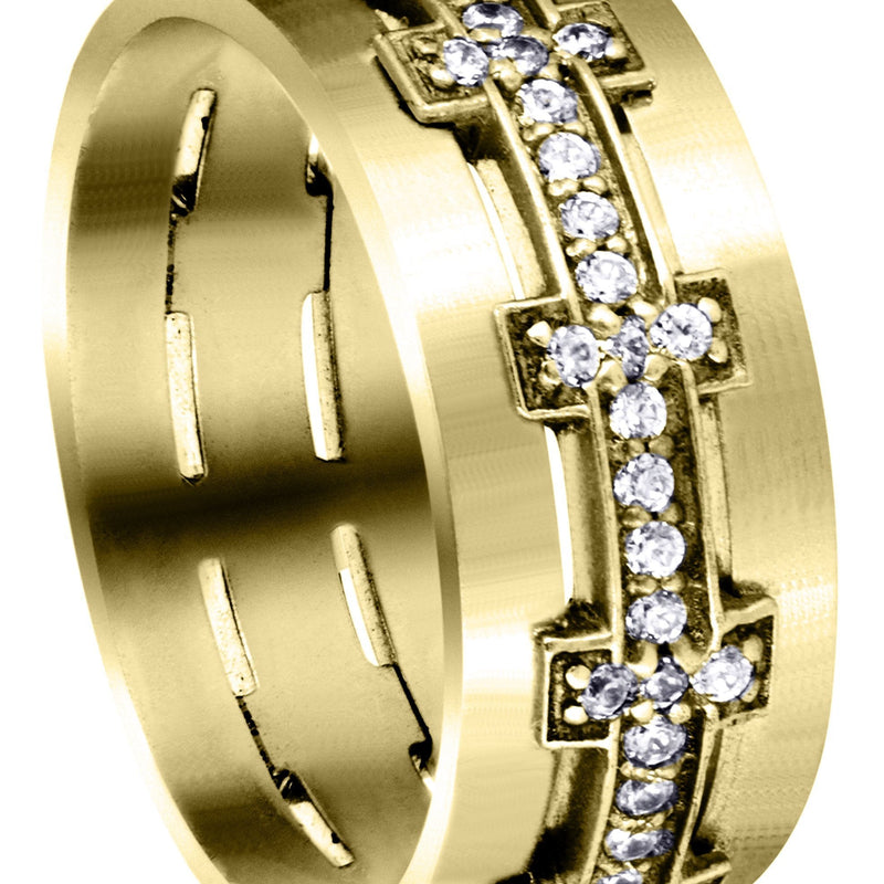 Yellow Gold Diamond Mens Wedding Band | 0.7 Carats (Milan)