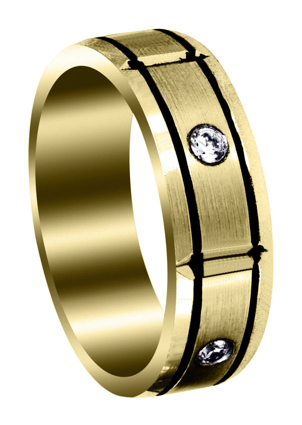 Yellow Gold Diamond Mens Wedding Band | 0.25 Carats (Zachariah)