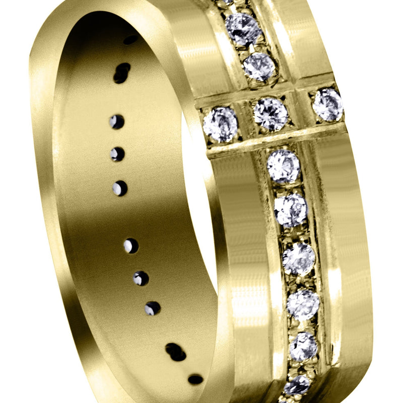 Yellow Gold Diamond Mens Wedding Band | 0.51 Carats | Satin Finish (Tate)
