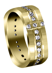 Yellow Gold Diamond Mens Wedding Band | 0.51 Carats | Satin Finish (Tate)