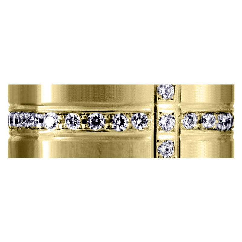Yellow Gold Diamond Mens Wedding Band | 0.51 Carats | Satin Finish (Tate)