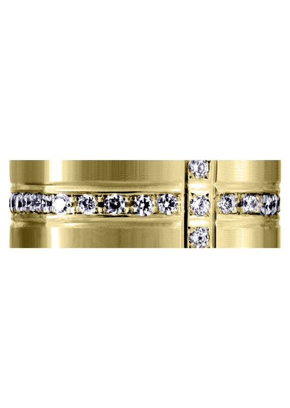 Yellow Gold Diamond Mens Wedding Band | 0.51 Carats | Satin Finish (Tate)
