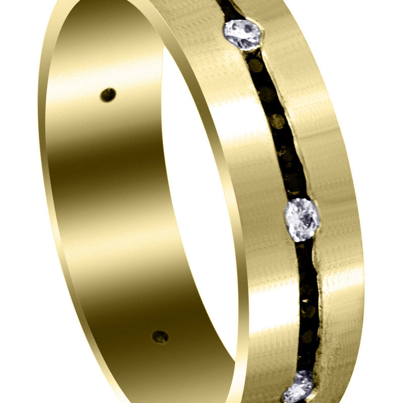 Yellow Gold Diamond Mens Wedding Band | 0.24 Carats | Satin Finish (Malcolm)