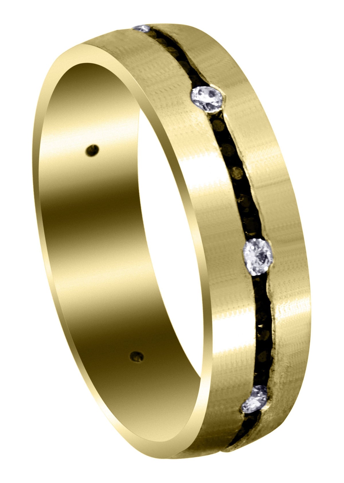 Yellow Gold Diamond Mens Wedding Band | 0.24 Carats | Satin Finish (Malcolm)