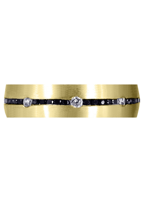 Yellow Gold Diamond Mens Wedding Band | 0.24 Carats | Satin Finish (Malcolm)
