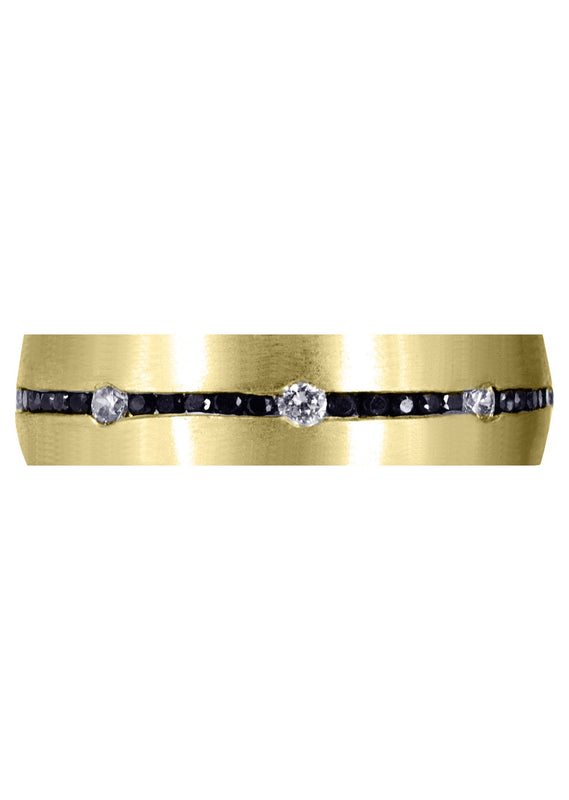 Yellow Gold Diamond Mens Wedding Band | 0.24 Carats | Satin Finish (Malcolm)