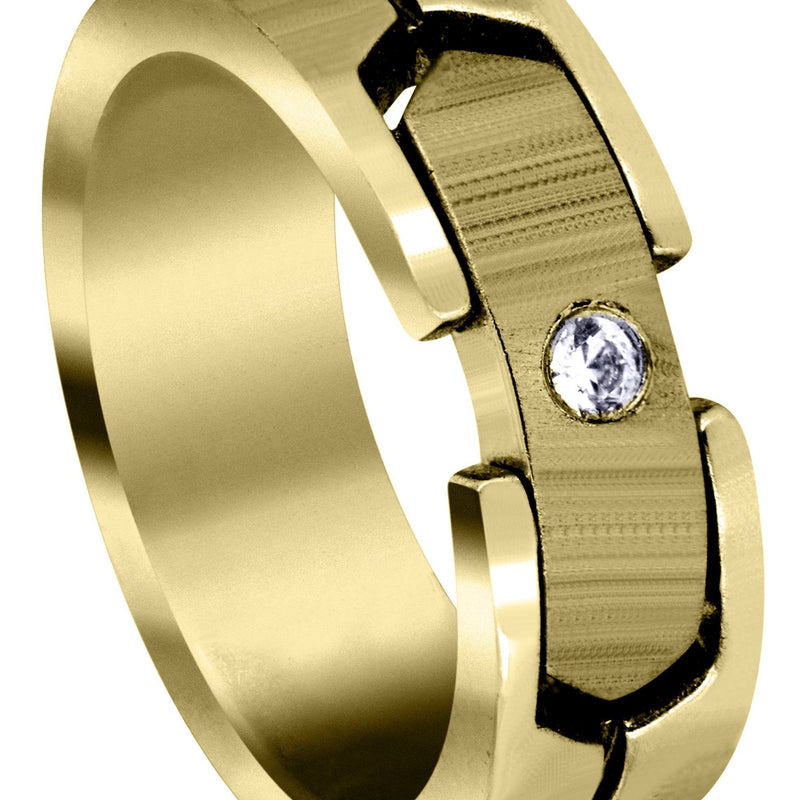 Yellow Gold Diamond Mens Wedding Band | 0.07 Carats | Satin Finish (Porter)