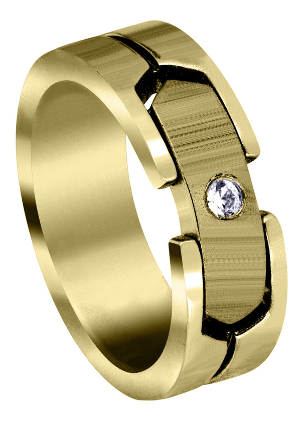 Yellow Gold Diamond Mens Wedding Band | 0.07 Carats | Satin Finish (Porter)