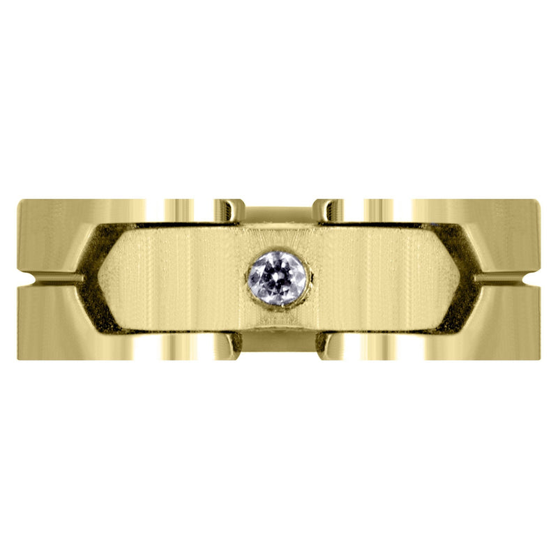 Yellow Gold Diamond Mens Wedding Band | 0.07 Carats | Satin Finish (Porter)