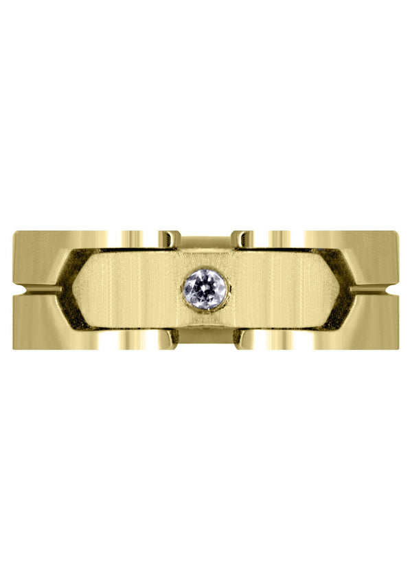 Yellow Gold Diamond Mens Wedding Band | 0.07 Carats | Satin Finish (Porter)
