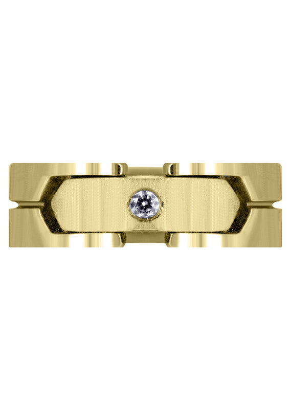 Yellow Gold Diamond Mens Wedding Band | 0.07 Carats | Satin Finish (Porter)